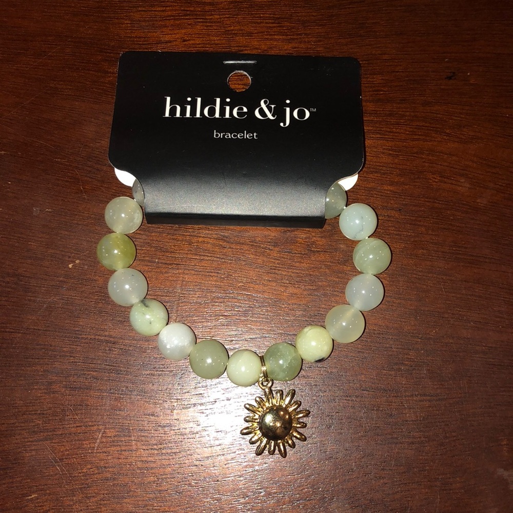 Hildie & jo Green Agate Energy Bracelet with Sun Charm